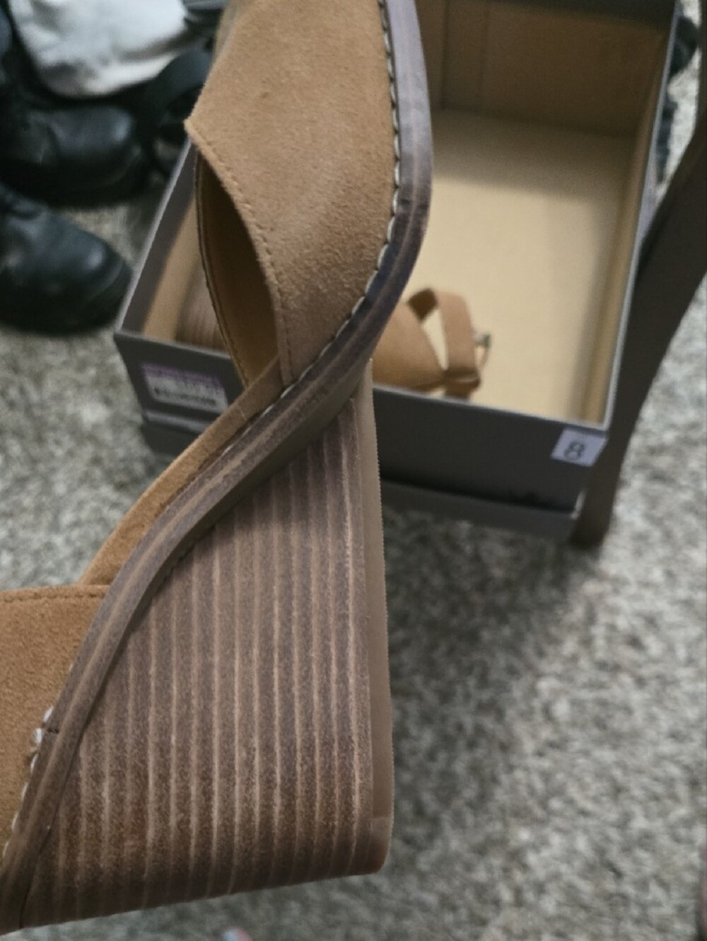 Crown Vintage Tan Suede Doriss Block Heel Sandals - Picture 4 of 6